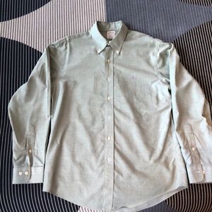 Brooks Brothers Green-Grey Oxford Shirt, Slim